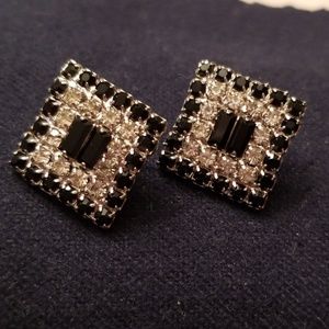Black and White Rhinestone Earrings